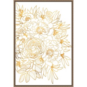 Amanti Art Rose floral art in gold by Rosana Laiz Blursbyai Canvas Wall Art Print Framed 16 x 23-in. - 1 of 4