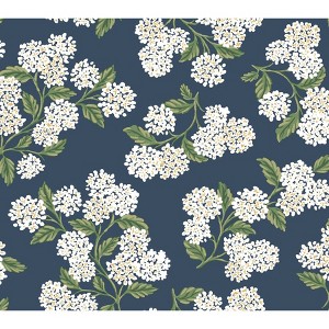Rifle Paper Co. Hydrangea Navy/White Peel and Stick Wallpaper - 1 of 4