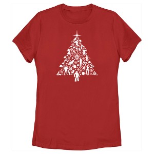 Women's Guardians of the Galaxy Holiday Special Silhouettes Christmas Tree T-Shirt - 1 of 4