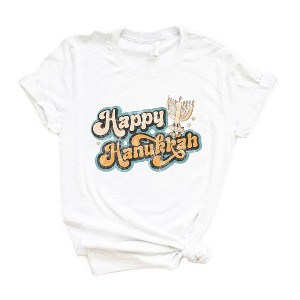 Simply Sage Market Women's  Retro Happy Hanukkah Distressed Short Sleeve Graphic Tee - 1 of 2