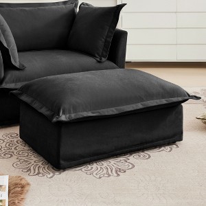 PAGED Corduroy Fabric Ottoman, Modern Wooden Sectional Sofa Footstool Module with Thickened Seat Cushion, Shoe Bench for Living Room, Bedroom - 1 of 4
