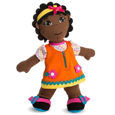 learning doll with zips and buttons