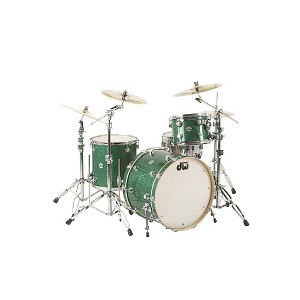 DW Collector's Series 3-Piece Shell Pack With 24" Bass Drum Green Glass Chrome Hardware - 1 of 2