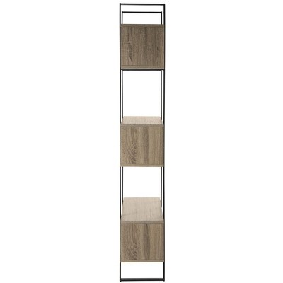 Adhara Transitional Oak and Black Iron Etagere, 32" W