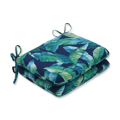 2pk Hanalai Lagoon Rounded Corners Outdoor Seat Cushions Blue - Pillow Perfect