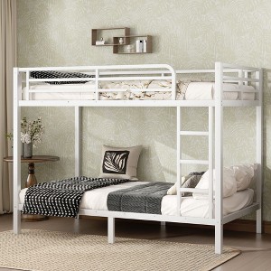 NicBex Modern Metal Frame Twin/Full over Queen Floor Bunk Bed for Teens/Adults,Simple Bed Frame with Guardrails for Bedroom,Kids Room - 1 of 4