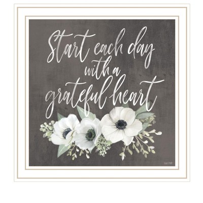 HomeRoots Grateful Heart White Framed Print Wall Art