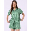 cheibear Women's Silky Satin Nightwear with Shorts Lounge Sleepwear Pajama Set - 3 of 4