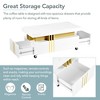 Lirago Rectangle Coffee Table Faux Marble Top Gold Metal Bars Caster Wheels Spacious Drawers Modern Luxury Cocktail Table Living Room White - 4 of 4