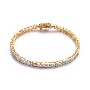 Guili Sterling Silver Tennis Bracelet with Square CZ in White, Blue, or Gold, Available in Sizes 2.5, 3, and 4—Classic, Luxurious, and Timeless. - 1 of 4