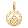Black Bow Jewelry 14k Yellow Gold Wreath with Masonic Symbol Pendant, 16mm (5/8 Inch) - 3 of 4