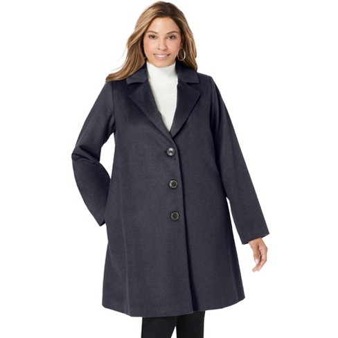 Jessica London Women's Plus Size Wool Swing Coat - 14 W, Black : Target