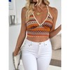 Clearlove Women'S Strapless Argyle Knit Slingback Backless Peplum Top, Polyester, With Waist Tie For Summe - 4 of 4