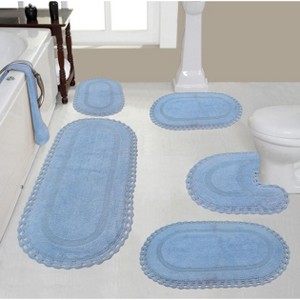 Hampton Crochet Collection Cotton Reversible Tufted Set of 5 Bath Rug Set - Home Weavers - 1 of 4
