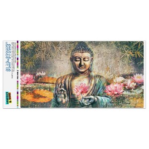Buddha Pink Lotus Flowers Serenity Automotive Bumper Sticker - 1 of 4