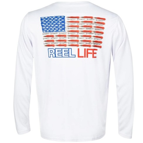 Reel Life Merica UV Long Sleeve Performance T-Shirt - Large - White