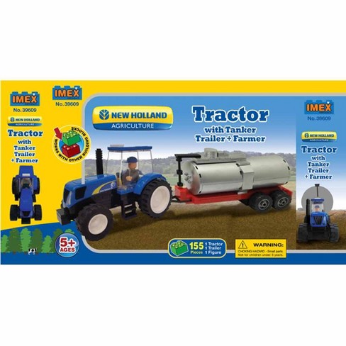 IMEX Model Company, INC New Holland Tractor With Farmer & Tanker Trailer,  155 Pc Block Set IMX39609