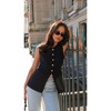 Women's Linen Sleeveless Button Vest V - Neck Casual Top with Pockets - 2 of 4