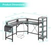 Computer Desk with Power Outlets, 61,4" L Shaped Desk with Full Monitor Stand & Storage Shelves, Corner Desk Gaming Desk, Ergonomic Home Office Desk - 2 of 4