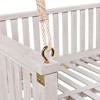 Minimalist Twin Garden Swing Bed with Ropes, Acacia Wood, Safe Sloped Design - 4 of 4