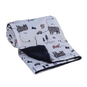 Carter's Woodland Friends Gray and Multi Colored Bear and Fox Squirrel, Tree, Tent, and Campfire Super Soft Baby Blanket - 1 of 4