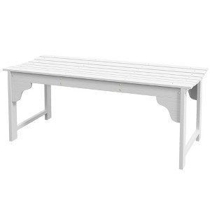 Slatted Wooden Garden Bench, Curved Seat Front Porch Bench - 1 of 4