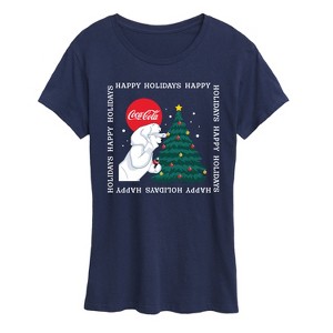 Women's - Coca-Cola - Happy Holidays Bears And Tree Short Sleeve Graphic T-Shirt - 1 of 4