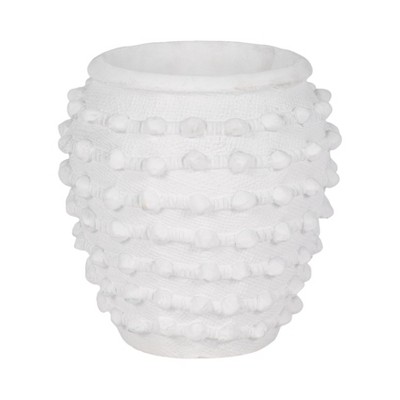 Modern White Ceramic Planter - Textured Stoneware Flower Pot for Indoor & Outdoor Garden Decor - 9" White