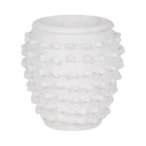 Modern White Ceramic Planter - Textured Stoneware Flower Pot for Indoor & Outdoor Garden Decor - 9" White - 1 of 4