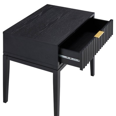 Jasper Black Wood Fluted 2-Drawer Nightstand Set