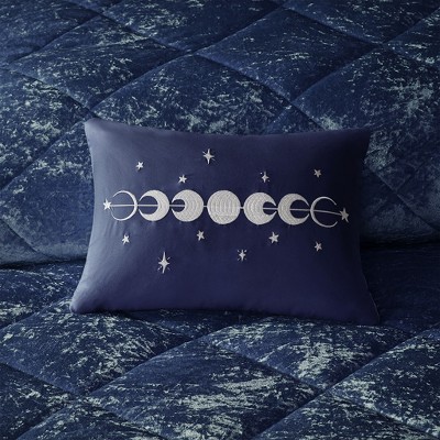 Navy Twin Crushed Velvet Diamond Quilted Bedspread Set