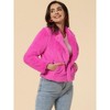 Allegra K Women's Cropped Notch Lapel Open Front Faux Fur Fluffy Coat - 3 of 4
