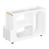 Mobile End Table with Lockable Wheels, Narrow Coffee Table with 5mm Thick Fluted Tempered Glass - 3 of 4