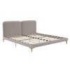 ORRD Taupe Velvet Upholstered Bed King, Platform Bed with Foam-Padded Headboard & Gold Legs, No Box Spring Needed, Modern - 3 of 4