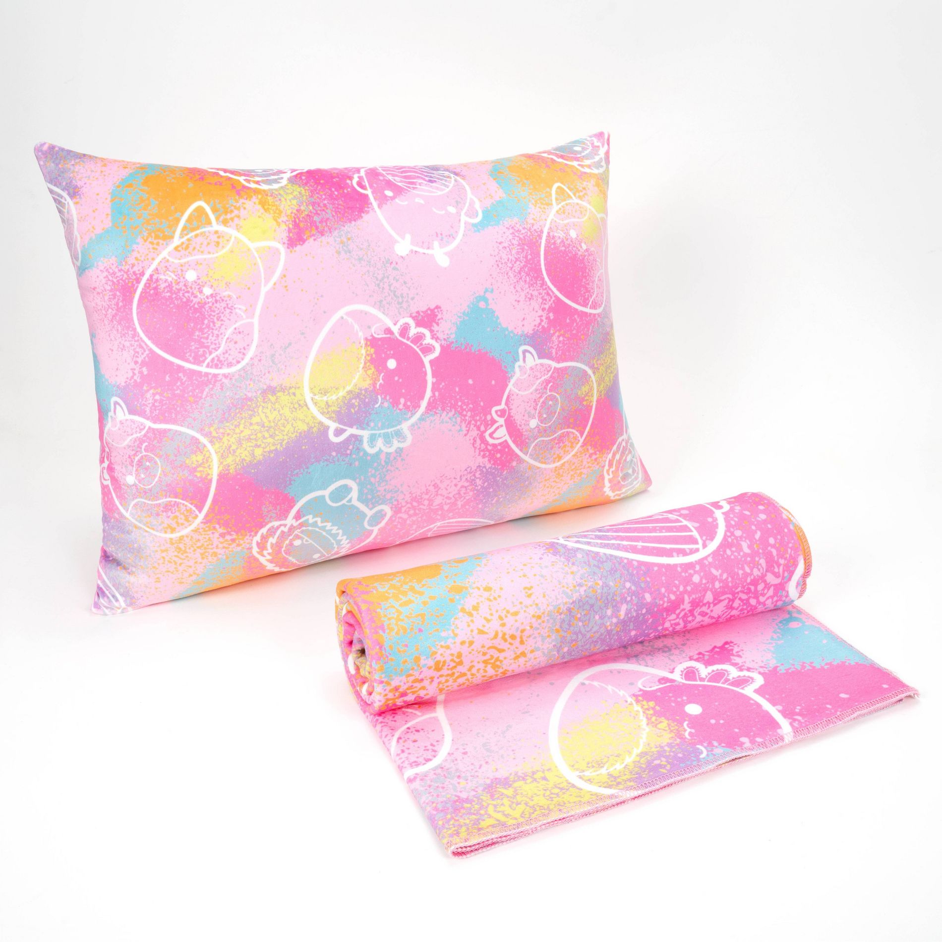 SquishPillow Kids' Pillow Throw Gift Set Mallow Nights Pink