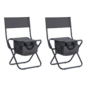 Sevobal Outdoor Portable Chairs 2 piece Gray Folding Chair with Storage Bag for Indoor Outdoor Camping Picnics Fishing, Gray, 19.3"*15.35"*30.5" - 1 of 4