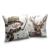 Christmas Pillow Covers 18x18 Set of 2 Brown Snowman Reindeer with Snowflakes - 3 of 3