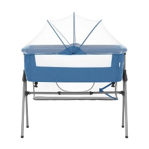 Dream On Me JPMA Certified Lotus Bassinet and Bedside Sleeper in Blue - 1 of 4