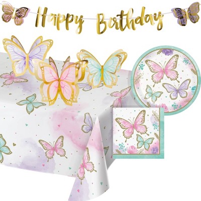 Golden Butterfly Party Supplies and Decoration Kit
