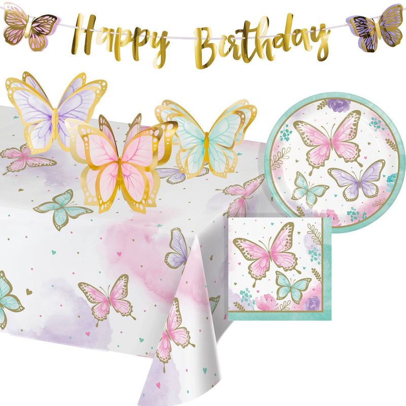 Golden Butterfly Party Supplies and Decoration Kit, 1 of 13