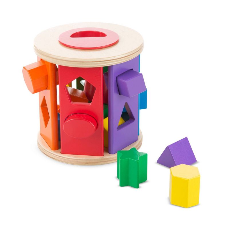 Melissa &#38; Doug Match and Roll Shape Sorter - Classic Wooden Toy, 1 of 16
