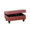 DOMETOUR Red Faux Leather Storage Ottoman-Modern Rectangle Footstool with Hidden Compartment for Living Room, Bedroom, or Entryway - 3 of 4