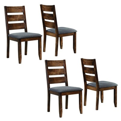 Coaster Home Furnishings Alston Contemporary Modern Ladder Back Side Padded Dining Room Chairs, Knotty Nutmeg and Grey (4 Pack)