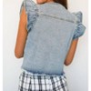 Women's Denim Rhinestone Ruffle Vest - Main Strip S - 3 of 3