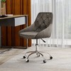 Racxily Armless Office Chair, Velvet Office Desk with Wheels, Adjustable Swivel Accent Chairs, Vanity Seat for Small Spaces - 2 of 4