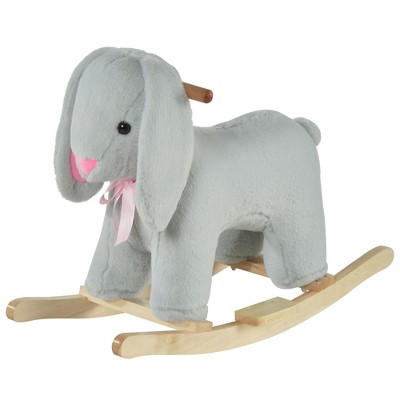 Qaba Kids Ride-On Rocking Horse Toy Rabbit Style Rocker Soft Plush Fabric for Children 36 Months