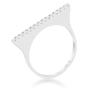 Slickblue Women’s 0.2 Ct. CZ Rhodium Contemporary Ring, Clear Stones, Simple Linear Band Design, Size 5-10 - 1 of 4