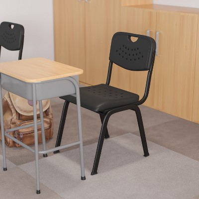 Hercules Black Polyethylene Stackable Chair with 880 lb Capacity