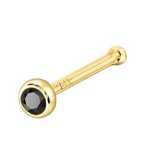 Jewelry Avalanche 22G 14K Gold Bezel-set Black Diamond Ball-end Nose Stud - 1 of 3