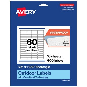 Avery Outdoor Waterproof Labels, 0.5" x 1.75" Rectangle - 1 of 4